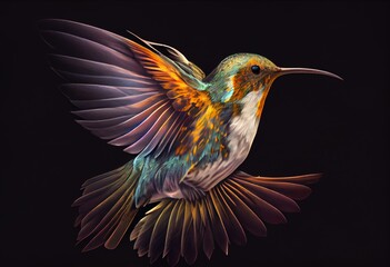 Hummingbird. Isolated on background. Ai. Generative AI