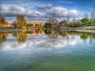 beautiful park with a large lake