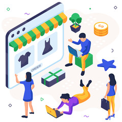 Unique design illustration of shopping website