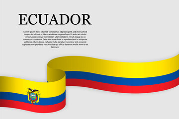 Ribbon flag of Ecuador - obrazy, fototapety, plakaty