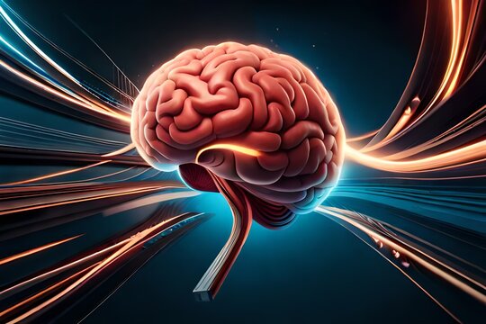 Concept art of a human brain exploding with knowledge and creativity. Generative AI