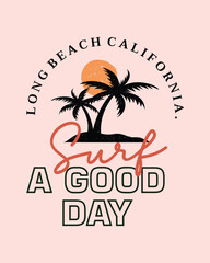 Vector illustration surfing theme badge design. For t-shirt prints, posters, stickers and other uses.