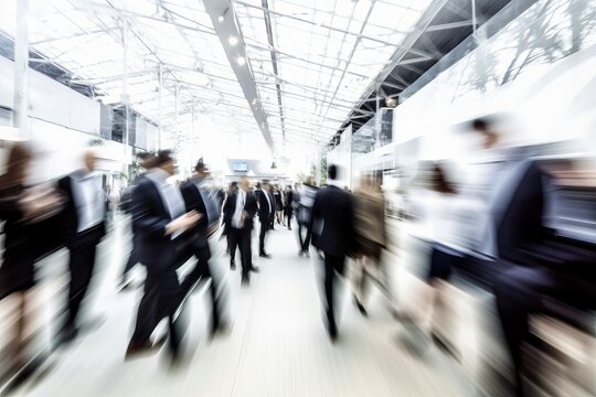 blurred business people at a trade fair - Generative AI