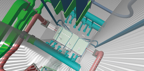 circulating fluidized bed boiler 3D illustration