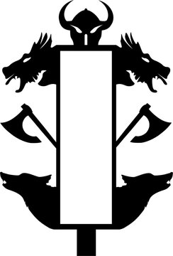 Wikingersymbolik - Axt, Drachenkopf, Wolfskopf und Wikingerhelm