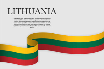 Ribbon flag of Lithuania - obrazy, fototapety, plakaty