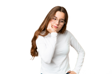 Teenager girl over isolated chroma key background with toothache