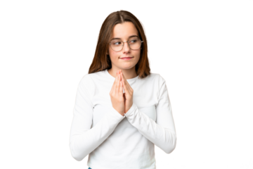 Teenager girl over isolated chroma key background scheming something