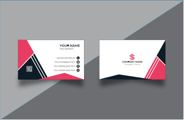 Red and black color,Corporate presentation simple and clean design,Name card template.