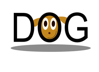 White background, with text, along with a dog's face.