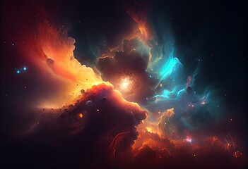 Obraz na płótnie Canvas abstract space nebula background. Generative AI