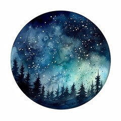 Milky Way Nightsky ,Watercolor