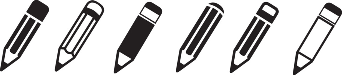 Black and white of Pencil icon set, Vector illustration