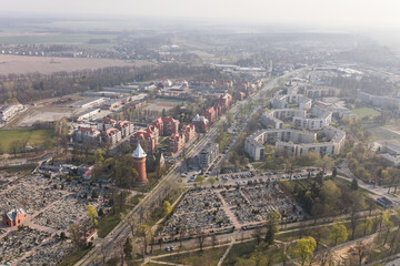 aerial view of the  Olesnica city