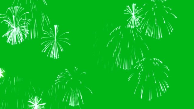 Fire work motion graphic effects on green screen background.,
