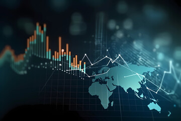 Business draw growth graph analysis stock market, market chart Generative AI