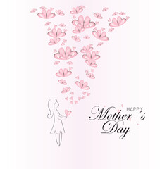 girl releasing butterflies into the air forming hearts with happy mother's day text