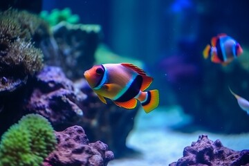 Fototapeta na wymiar Animals of the underwater sea world. Ecosystem. Colorful tropical fish - Generative AI