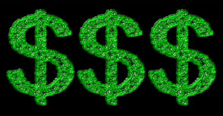 Abstract vector illustration of a dollar sign made of glass