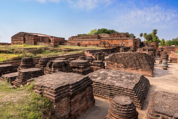 The ruins of Nalanda Mahavihara, Nalanda University Excavated Site, India