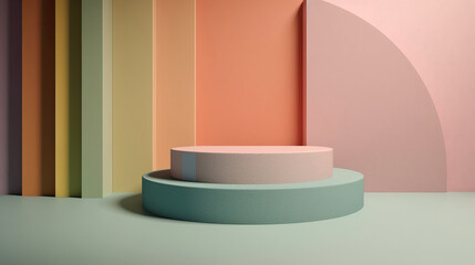 Abstract pastel background podium with shadow. Al generated