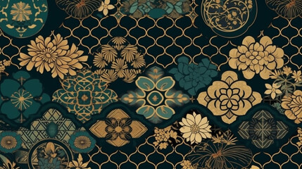 Japanese traditional pattern background - obrazy, fototapety, plakaty