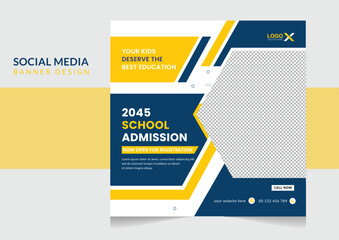 Education school admission social media post and web banner design template