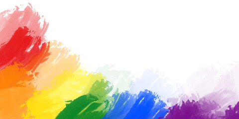 Rainbow watercolor brush strokes background with copy space for LGBTQ concept pride month 