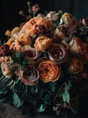 Obraz na płótnie Canvas Flower bouquet with roses, AI generated