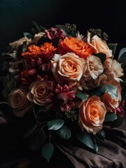 Flower bouquet with roses, AI generated