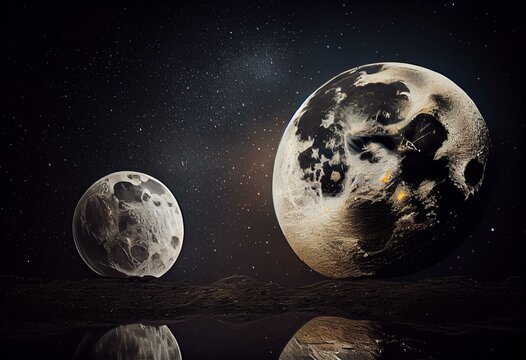 Pleine lune et aurore boréale. Generative AI