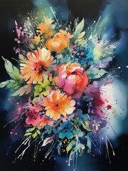 Obraz na płótnie Canvas Aquarel flower bouquet, AI generated