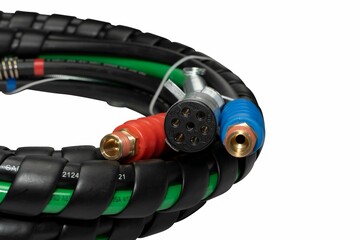 Closeup shot of the Semi Truck Air Hose Kit isolated on the white background
