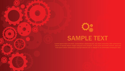Abstract futuristic Cog Gear Wheel with arrows on red background. with Vector illustration gear wheel, Hi-tech digital technology and engineering, digital telecom technology concept.