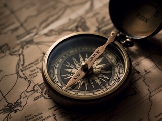 A compass pointing towards the north