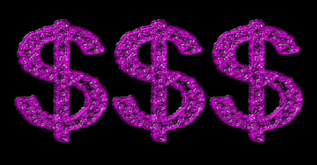 Abstract vector illustration of a dollar sign made of violet glass