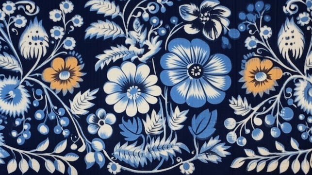 traditional finland patterned fabric Generative AI