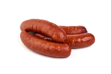 BBQ pork sausages, isolated on white background. High resolution image.