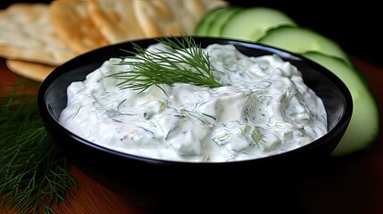 With just a few simple ingredients, this Greek tzatziki is quick and easy to make, but packs a punch of flavor with its combination of cucumber, yogurt, and garlic. Generated by AI