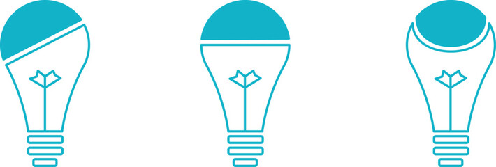 light bulbs for home lighting, vector light bulbs for business and sales, blue icons of energy-saving light bulbs