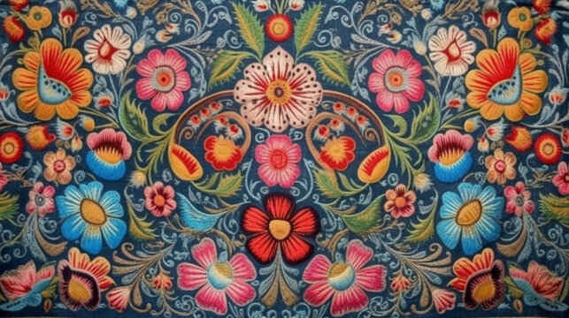traditional russian patterned fabric Generative AI