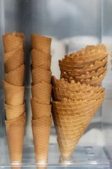 Foto op Plexiglas Closeup of ice cream waffles © Hugo Grilo/Wirestock Creators