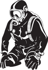 Diving emblem, Underwater swimming and spearfishing, Vector illustration, SVG