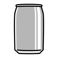 太い線で描かれたカットイラスト / 銀色で無地の空き缶