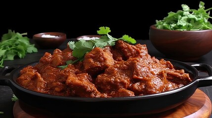 This spicy pork vindaloo recipe is not for the faint of heart, with bold flavors of pork, spices, and chilies all simmered together in a rich and fiery sauce. Generated by AI.