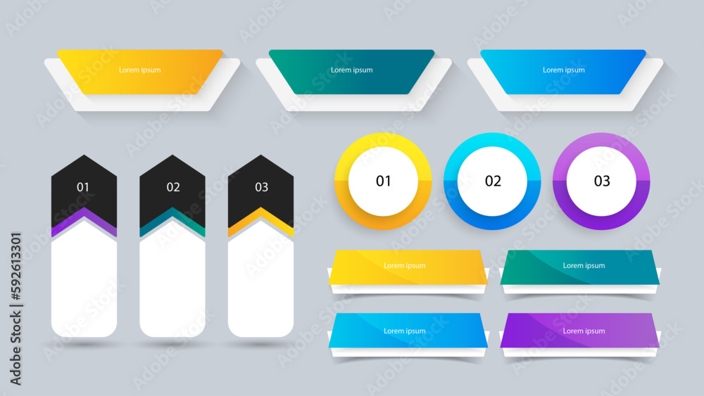 Fototapete Set of modern infographic elements. Empty text box for presentation. vector