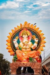 Vertical shot of Ganesh Chaturthi known as Vinayak Chaturthi or Ganeshotsav.