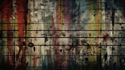 This abstract grunge background features a collage of distressed textures in contrasting colors, creating a dramatic and dynamic effect. Generated by AI.