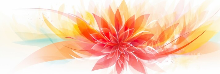 Fototapeta na wymiar Banner einer abstrakten, hellen, roten Blüte (Generative AI)