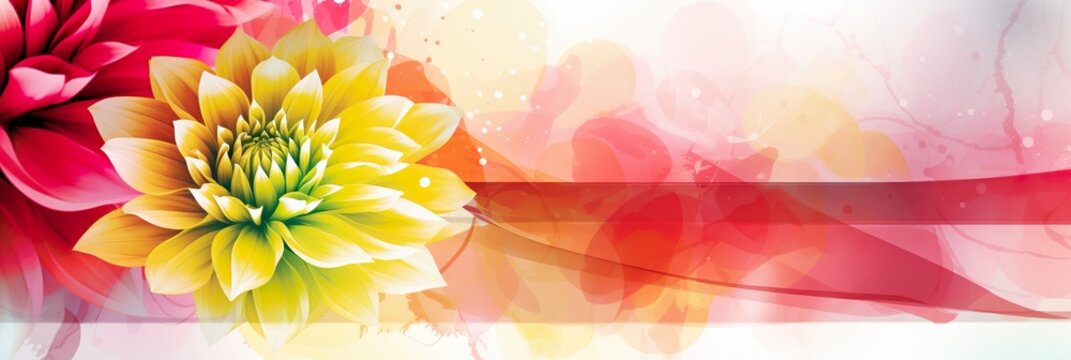 Banner einer abstrakten, hellen, roten Bl&uuml;te (Generative AI)